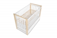 drevená posteľ dla niemowlaka z szuflada i barierka Iwo - Biely/Borovica, 120x60 bialo - sosnowe posteľ niemowlece od 1.dnia 