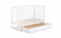 dřevěnýpostel dla niemowlaka z szuflada i barierka Timi - Bílý, 120x60 postel z wysuwana szuflada  