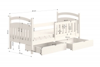 dřevěná dětská postel Amely - Barva Borovice, rozměr 80x180 dřevěná dětská postel Amely - Rozměry