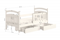 dřevěná dětská postel Amely - Barva šedý, rozměr 80x200 dřevěná dětská postel Amely - Rozměry