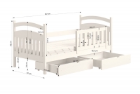 dřevěná dětská postel Amely - Barva Borovice, rozměr 90x180 dřevěná dětská postel Amely - Rozměry