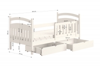 dřevěná dětská postel Amely - Barva Černý, rozměr 90x190 dřevěná dětská postel Amely - Rozměry