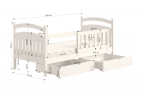 dřevěná dětská postel Amely - Barva grafit, rozměr 90x200 dřevěná dětská postel Amely - Rozměry