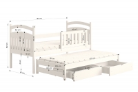 Detská posteľ prízemná výsuvna Amely - Farba Biely, rozmer 80x180 Posteľ detská prízemná s výsuvným lôžkom Amely - Rozmery 
