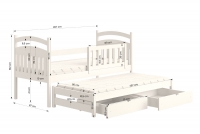 Detská posteľ prízemná výsuvna Amely - Farba Borovica, rozmer 80x200  Posteľ detská prízemná s výsuvným lôžkom Amely - Rozmery