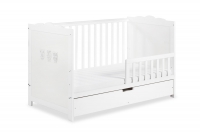 drevená posteľ dla niemowlaka z szuflada i barierka Marsell - Biely, 140x70 tapczanik Detský 