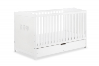 drevená posteľ dla niemowlaka z szuflada i barierka Marsell - Biely, 140x70