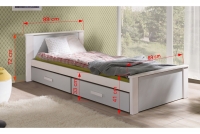 postel dzieciece přízemní Puttio - Bílý akrylová + trufel, 90x200 postel dzieciece přízemní Puttio - Rozměry