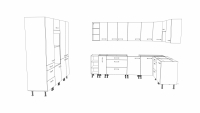 Kuchyně Leonardi - Komplet 3x1,8m - Komplet nábytku kuchennych Kuchyně Leonardi 300x180cm - zestawienie bryl 