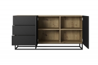 Komoda Asha 167 cm so zásuvkami - artisan / čierny mat  Komoda Asha 167 cm so zásuvkami a kovovým podstavcom - vnútro - artisan / Čierny mat - vnútro 1