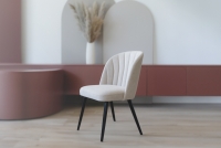 Stolička drevená Azarro 2 z tapicerowanym siedziskiem - Béžová Cloud 03 / čierny Nohy bezowe Stolička do jedálne