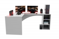 psací stůl gamingowe narozne lewe Kerbi 135 cm z tasma LED - Bílý psací stůl gamingowe narozne lewe Kerbi 135 cm z tasma LED - Bílý
