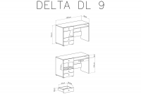 Psací stůl mládežnický Delta DL9 - Dub / Antracitová Psací stůl pro mládež Delta DL9 - Dub / antracit