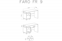 Faro FR9 gyerek íróasztal - lux fehér / artisan tölgy / szürke Psací stůl pro mládež Faro FR9 - Bílý lux / Dub artisan / szürke - schemat