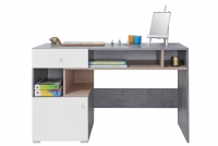 Písací stôl Sigma SI10 - Biely lux / beton / Dub