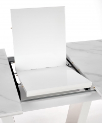 Masă de sufragerie BLANCO 160-200 cm - Blat - marmură Alb / Alb, picior - Alb blanco stůl rozkládací Deska - Alb mramor / Alb, noha - Alb