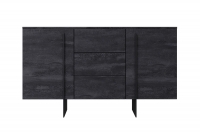 Komoda Larena 150 cm s tromi zásuvkami - Čierny betón / čierny nozki Čierna Komoda na czarnych nogach