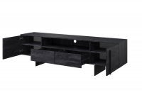 TV stolek Larena 200 cm s výklenkem - černý beton / černé nožky Černá Skříňka rtv do obývacího pokoje