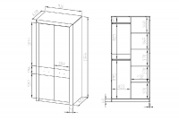 skříň dvoudveřová Castel 01 - 92 cm - světla sonoma / sonoma truflowa skříň dvoudveřová