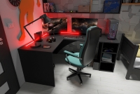 psací stůl gamingowe narozne lewe Kerbi 135 cm z tasma LED - Černý  psací stůl gamingowe narozne lewe Kerbi 135 cm z tasma LED - Černý 