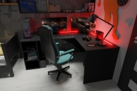 psací stůl gamingowe narozne prawe Kerbi 135 cm z tasma LED - Černý  psací stůl gamingowe narozne prawe Kerbi 135 cm z tasma LED - Černý 