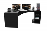 Rohový PC stôl Kerbi 135 cm ľavý - čierna Písací stôl gamingowe narozne lewe Kerbi 135 cm - Čierny 