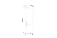Aspen D60R - padlós szekrény - fehér magas állvány kuchenny Aspen D60R - méretek