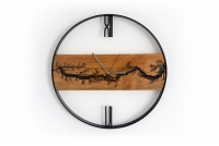 Dřevěné nástěnné hodiny KAYU 03 Olše v Loft stylu - Černý- 43 cm Drewniany zegar ścienny KAYU 03 Olcha w stylu Loft - Czarny- 43 cm