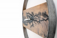 Drevené nástenné hodiny KAYU 09 Jelša v Loft štýle - Oceľ - 36 cm 
