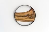 Drevené nástenné hodiny KAYU 10 Orech v Loft štýle - Oceľ - 31 cm 