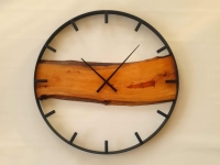 Drevené nástenné hodiny KAYU 27 Hruška v Loft štýle - Čierna - 70 cm 