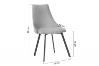 Čalouněná židle Empoli - šedá Loft 19 / černé nohy židle čalouněné na kovové podstavě Empoli kov - šedý Loft 19 / Nohy černé - Rozměry