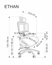 Křeslo ergonomiczny Ethan - popelavá ethan Křeslo gabinetowy popelavá