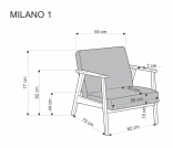 Křeslo čalouněná Milano 1S - světlý popelavá samet Castel 04 / tmavý ořech Křeslo čalouněná milano 1s - světlý popelavá samet castel 04 / tmavý ořech