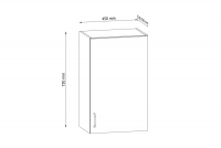 Skříňka kuchyňská závěsná jednodveřová Aspen G45 - Bílý lesk  Skříňka kuchyňská závěsná jednodveřová Aspen G45 - Rozměry
