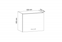 Aspen Bílý lesk G50K - Skříňka závěsná výklopná Skříňka kuchyňská závěsná nízká Aspen G50K - Rozměry