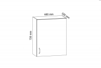 Aspen G60 B/J - egyajtós függőszekrény - fehér Szafka konyha függő egyajtos Aspen G60 P/L - méretek