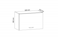 Horní kuchyňská skříňka Aspen G60K výklopná - bílý lesk Skříňka kuchyňská závěsná nízká Aspen G60K - Rozměry