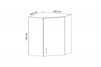 Aspen Bílý lesk G60N - Skříňka závěsná rohová Skříňka kuchyňská závěsná rohová Aspen G60N - Rozměry Skříňky 