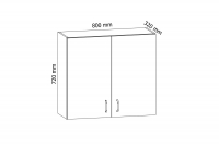 Aspen Šedý lesk G80 - Skříňka závěsná dvoudveřová Skříňka kuchyňská závěsná dvoudveřová Aspen G80 - Rozměry