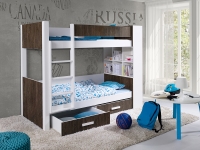 postel patrová  Gaspar - Konec série łóżko dziecięce piętrowe biało-broązowe 
