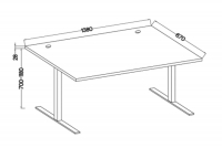 psací stůl s elektricky nastavitelnou výškou Glibia - Dub artisan psací stůl s elektricky nastavitelnou výškou Glibia - Dub artisan - Rozměry