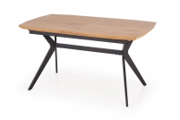 Rozkladací jedálenský stôl GUSTAVO 140-180x80-90 cm - dub zlatý / čierna gustavo Stôl rozkladany Pracovná doska - Dub zlaté, Nohy - Čierny