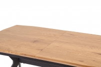 Rozkladací jedálenský stôl GUSTAVO 140-180x80-90 cm - dub zlatý / čierna gustavo Stôl rozkladany Pracovná doska - Dub zlaté, Nohy - Čierny
