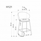 Barová židle H121 - béžová welwet Mavel 38 / černá Nohy h121 Barová židle Nohy - černá, Sedák - béžová