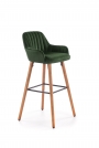 Barová židle H93 - zelená / černé nohy h93 Barová židle Nohy - Ořech, Čalounění - c. Zelený