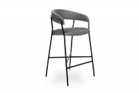 Barová stolička čalúnená Nicole s čiernym rámom - Grafit - Koncovka Série šedý Barová stolička
