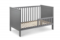 Dřevěná dětská postýlka Iwo 140x70 se zásuvkou - grafit šedý postel niemowlece z barierka  