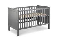 Dřevěná dětská postýlka Iwo 140x70 se zásuvkou - grafit šedý postel niemowlece 