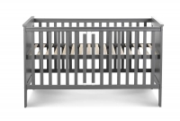 Dřevěná dětská postýlka Iwo 140x70 se zásuvkou - grafit šedý postel z wysokimi nozkami 